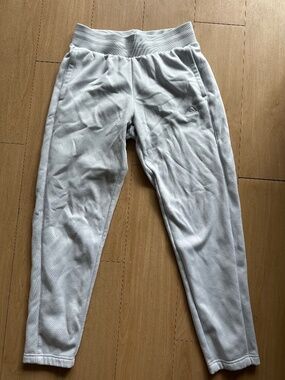 Adidas Joggers Mens Small Gray/Blue Stadium Fleece Tapered Sweatpants Joggers